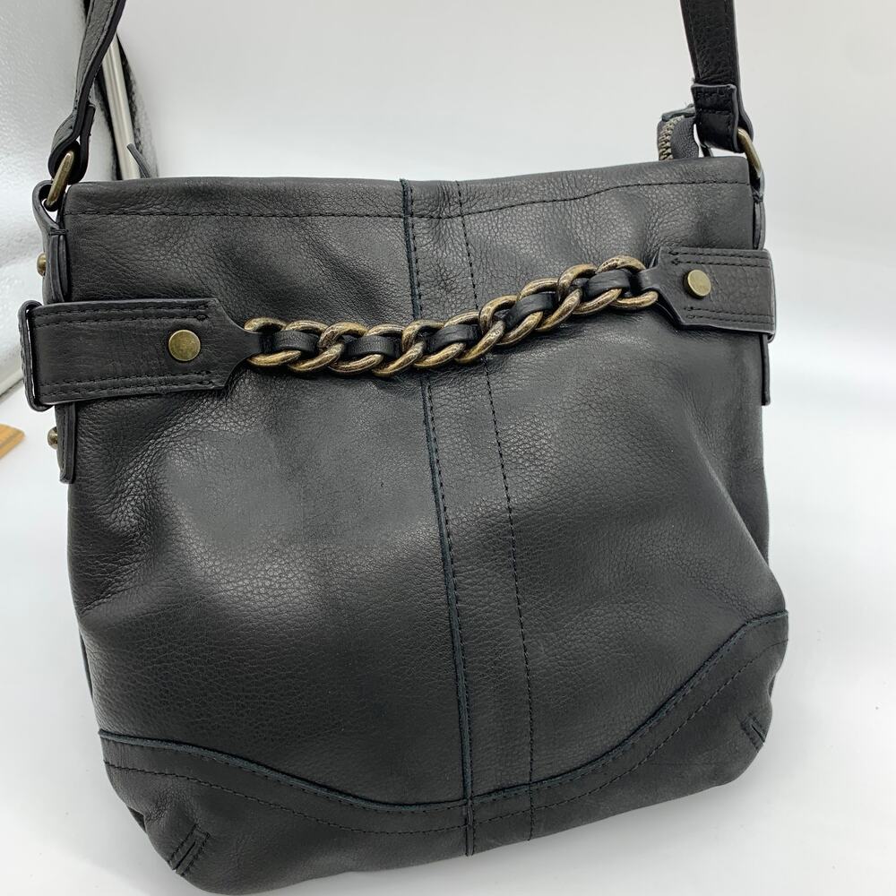 American Leather Co Elton Crossbody Purse Hunter Black Color